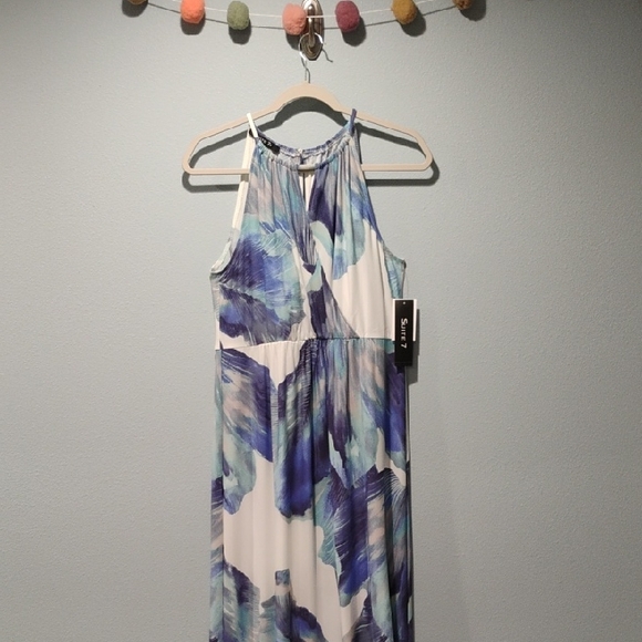 Suite 7 Dresses & Skirts - SUITE 7 Blue & White Halter-Style Maxi Dress